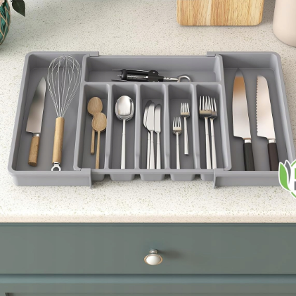 8 Compartments Extended Cutlery Utensil Adjustable Tray (SA2510-071) Apricot
