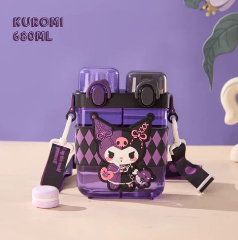 2IN1 PARTITIONED WATER BOTTLE FOR KIDS (SA2510-149)KUROMI Apricot