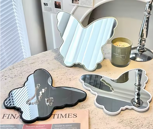 Butterfly Shaped Portable Makeup Mirror Mirror Apricot