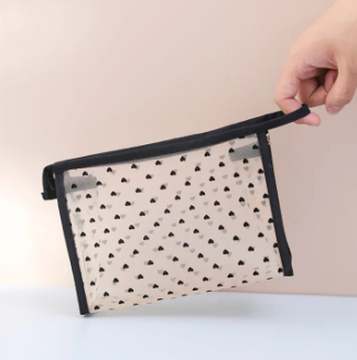 PU Waterproof Travel Cosmetic Bag Heart-SA2408-280(Black) Cosmetic Pouches Apricot