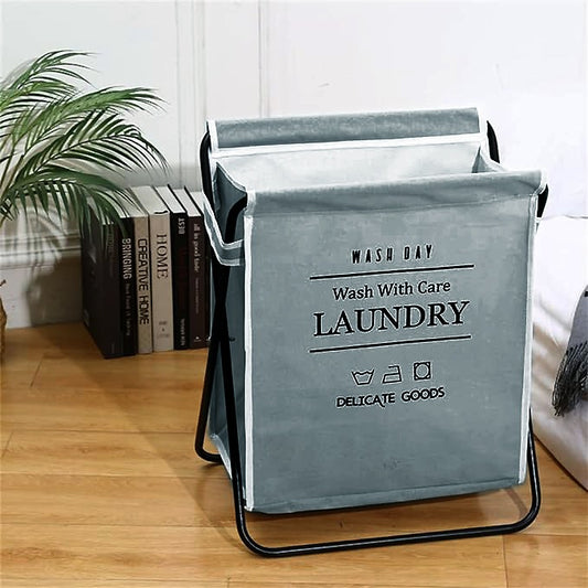 Cart Collapsible Laundry Basket(5399)-Grey  Apricot   