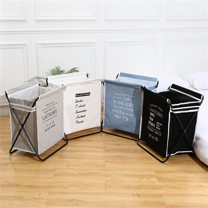 Cart Collapsible Laundry Basket(5399)-L/Grey  Apricot   