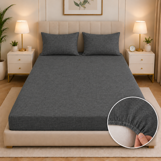 Fitted Bed Sheet-Grey Texture Fitted Sheets Apricot