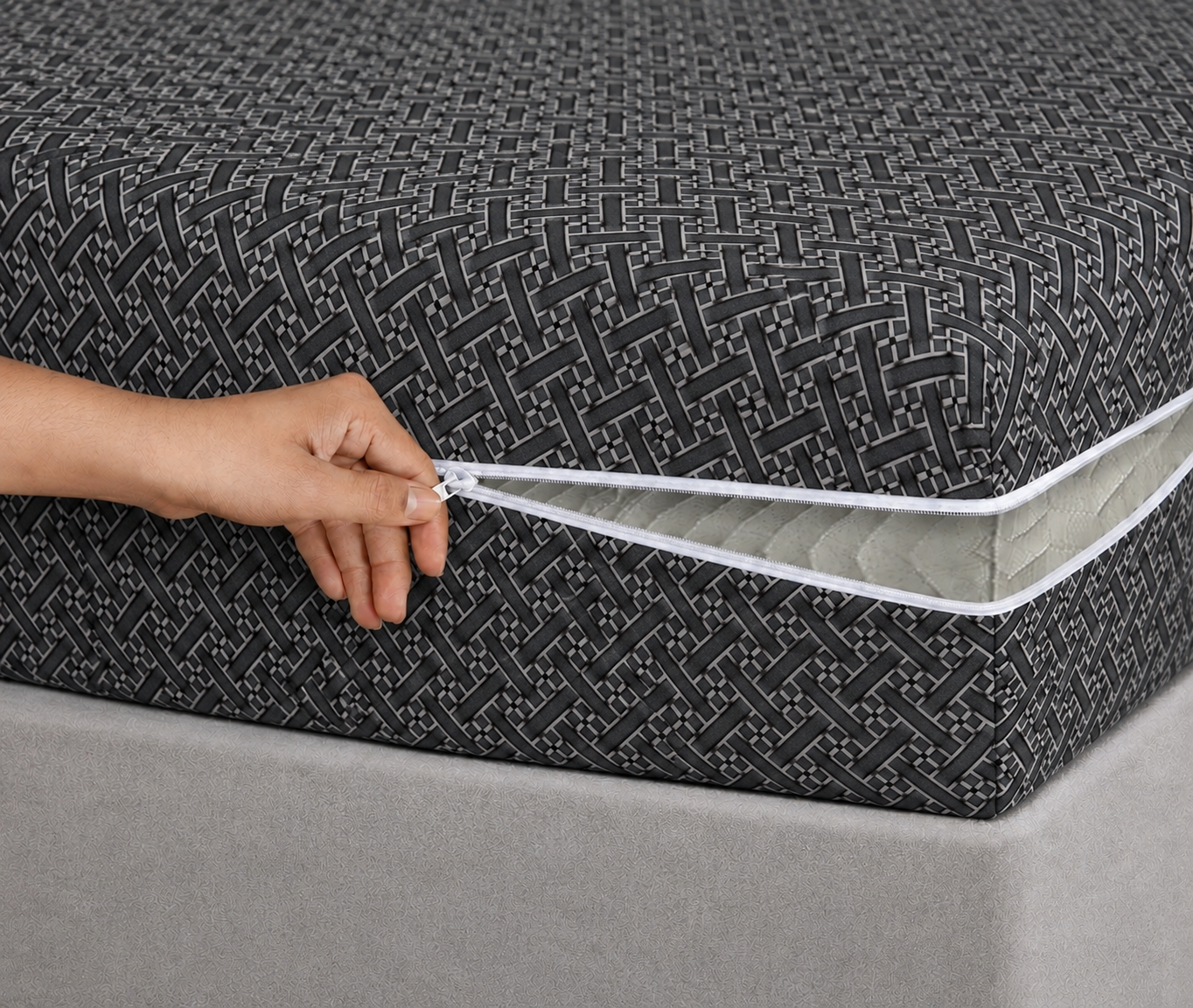 Zipper Mattress Cover Printed- Plaid