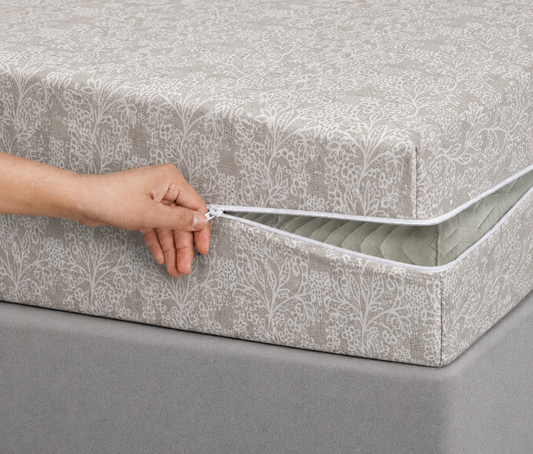Zipper Mattress Cover Printed- MT-08 Protectors Apricot