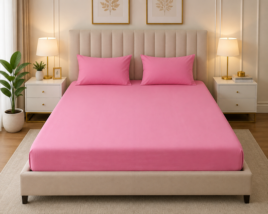 Fitted Bed Sheet- PFT0289 Fitted Sheets Apricot