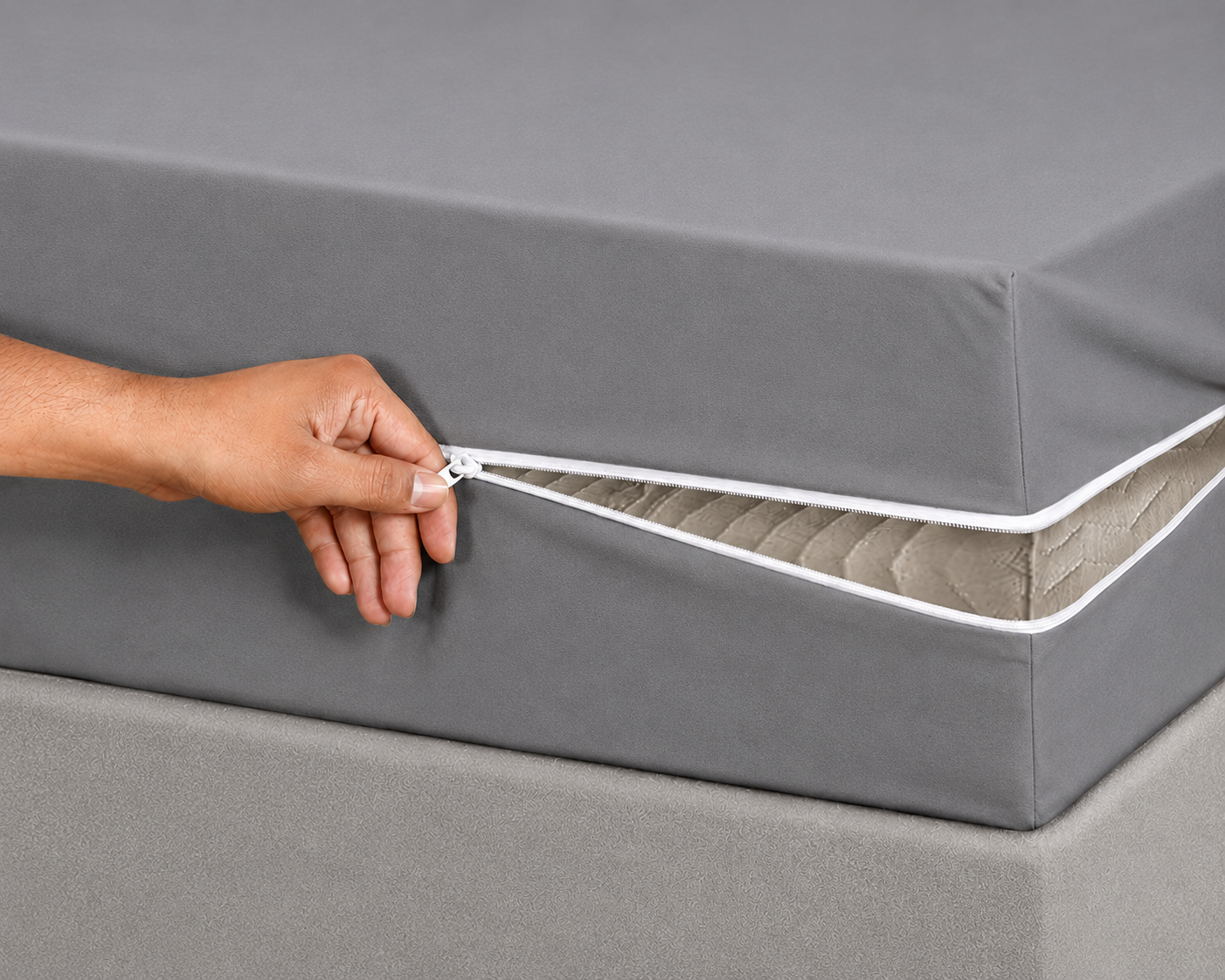 Zipper Mattress Cover- Grey