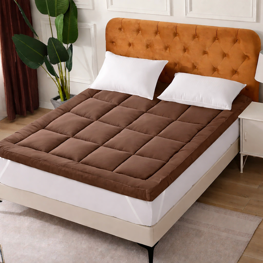Winter Mattress Topper 700 GSM-Brown Comforters Apricot