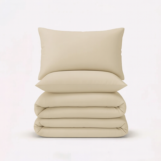 Solid Duvet Cover-Beige Bed Sheets Apricot
