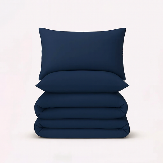 Solid Duvet Cover-Navy Blue Bed Sheets Apricot