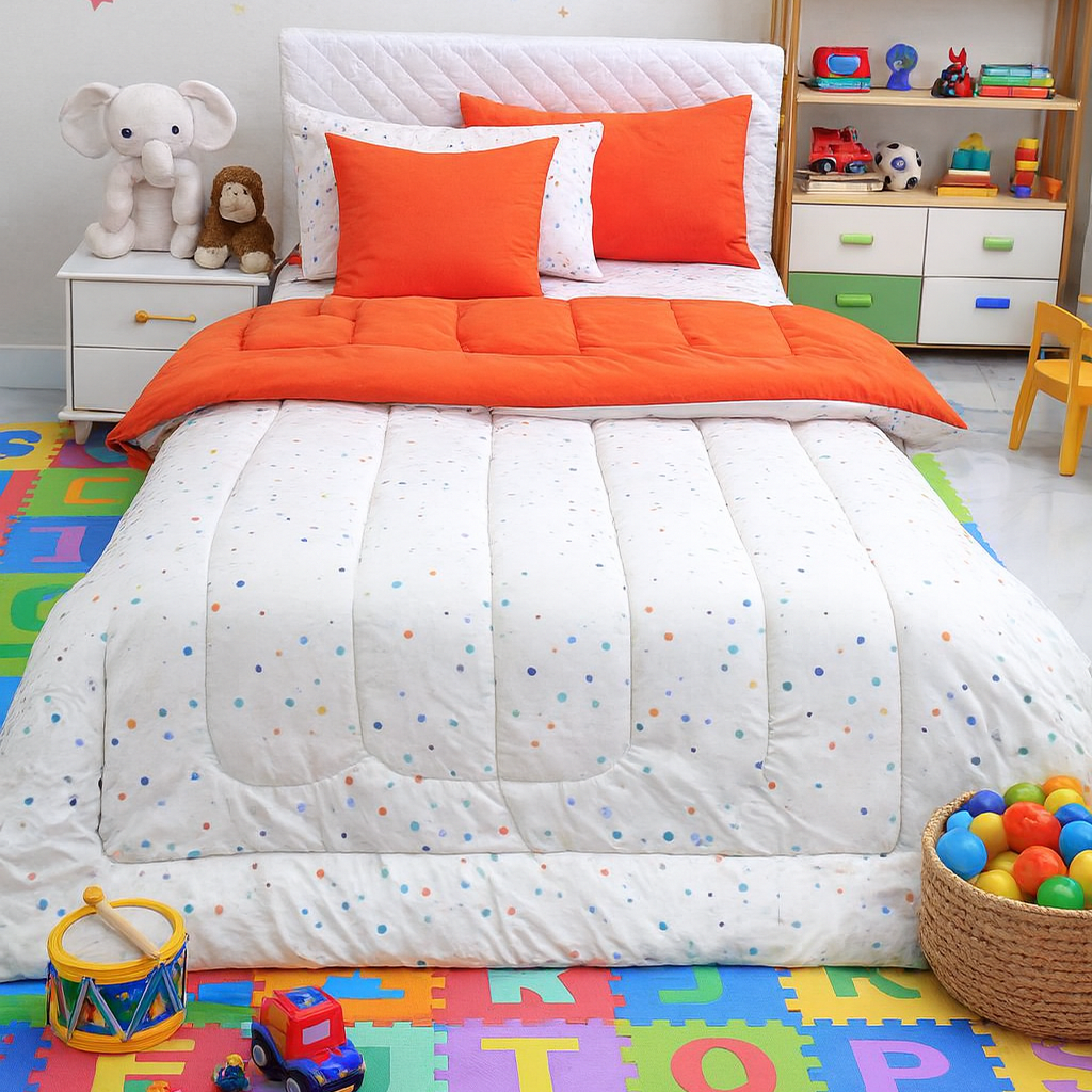5 PCs Single Kids Comforter Set-Slush Polka Comforters Apricot