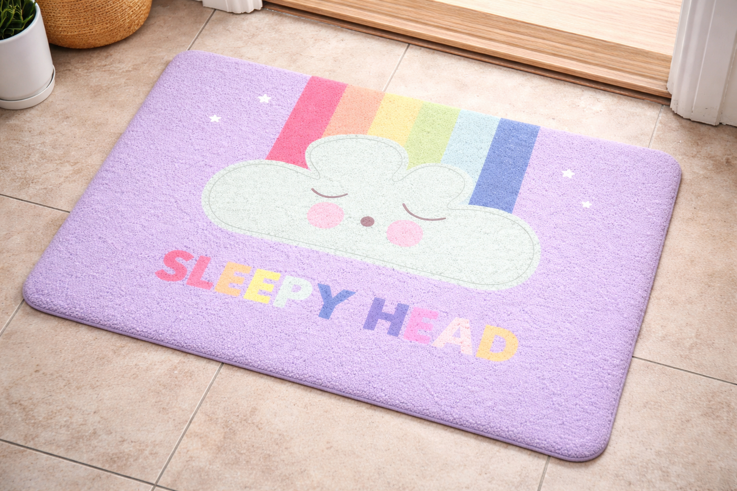 Anti-Slip Door Mat-5325(Sleepy Head) Door Mats Apricot