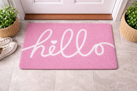 Anti-Slip Door Mat-5325(HELLO)Pink Door Mats Apricot