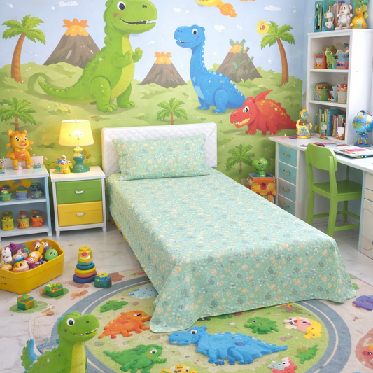 2Pcs Single Bed Sheet-Mini Elephant single bed sheet Apricot