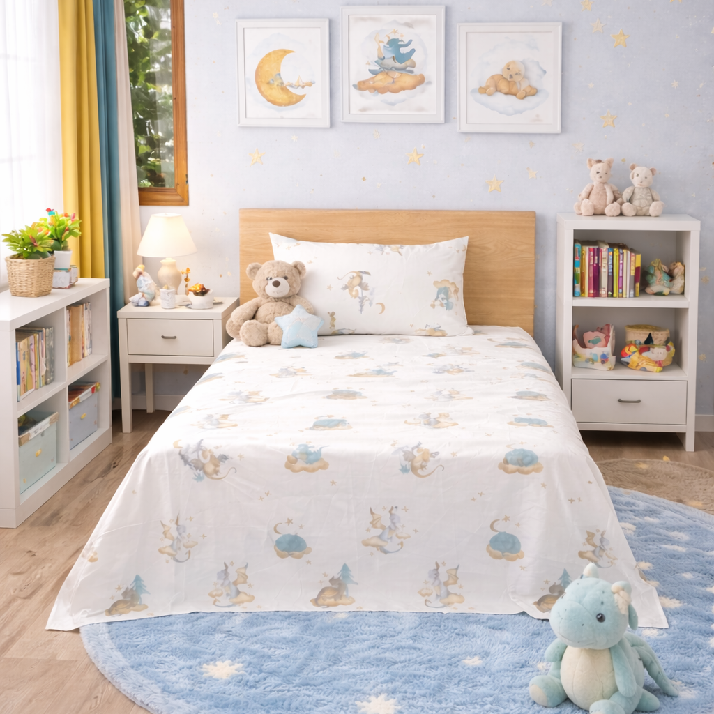 2Pcs Single Bed Sheet- SB-116 single bed sheet Apricot