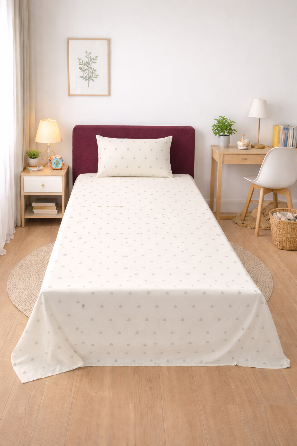 2Pcs Single Bed Sheet-SB332 single bed sheet Apricot