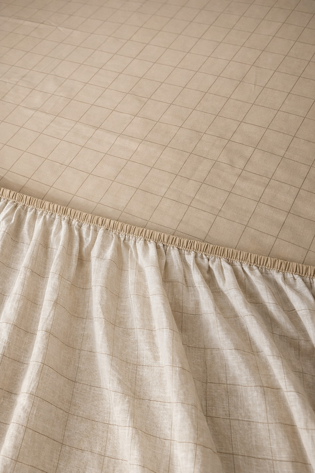 Fitted Bed Sheet-Brown Check Fitted Sheets Apricot
