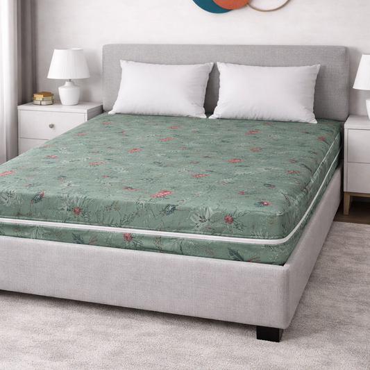 Zipper Mattress Cover Printed-Summer Slumber Protectors Apricot