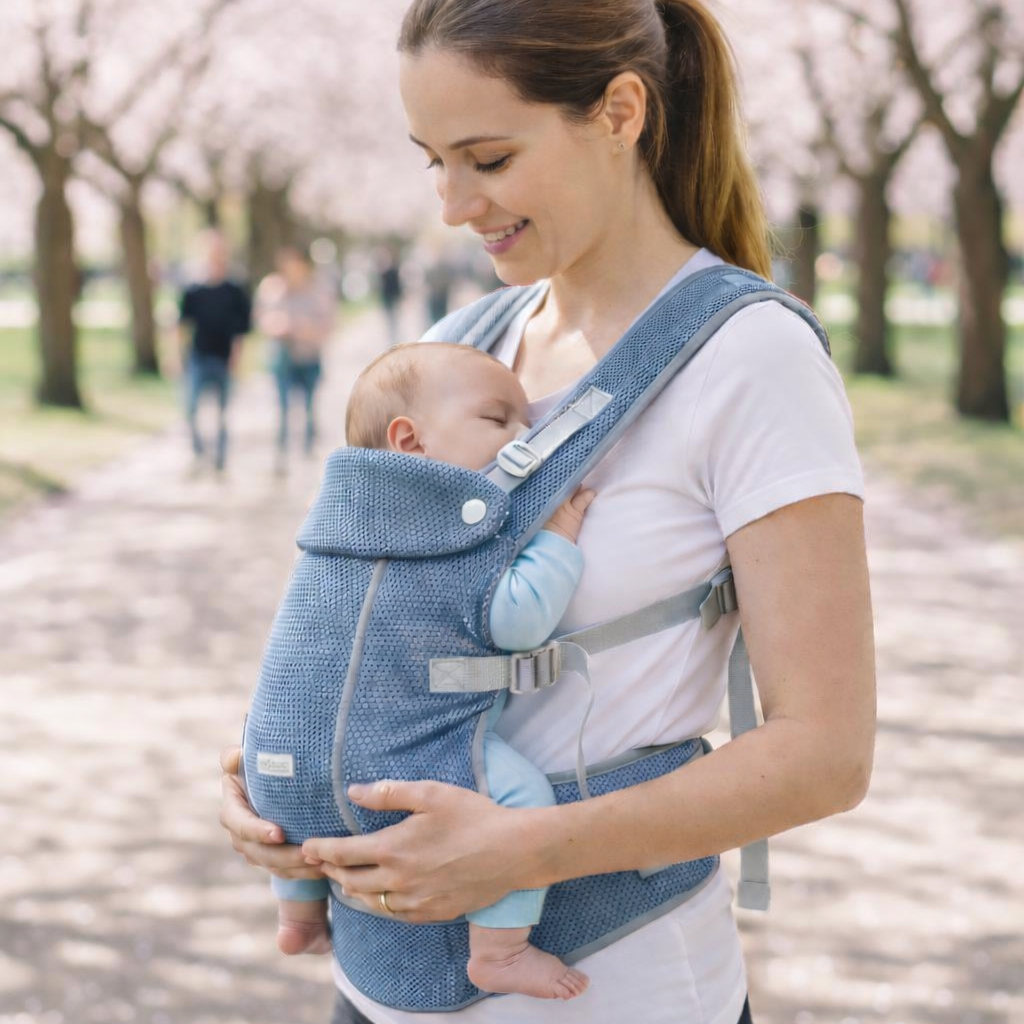 Multifunctional Baby Carrier for Newborn to Toddlers-SA2408-185(Mud Blue) Blankets Apricot
