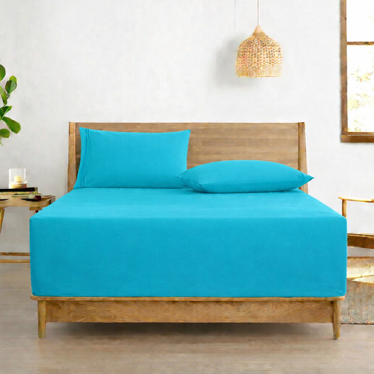 Fitted Bed Sheet-Turquoise