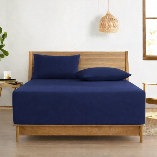 Fitted Bed Sheet-Navy Blue