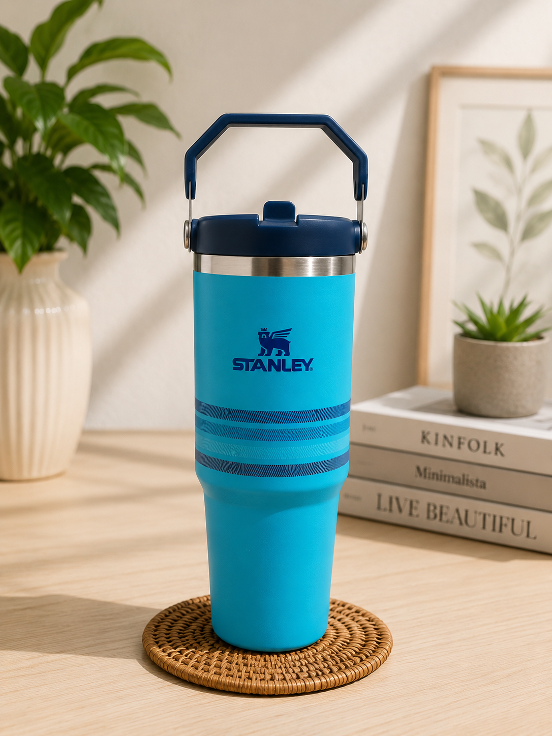 Stanley Quencher H2.0 FlowState™ Tumbler 40 OZ-1200ML- Blue(stripes)