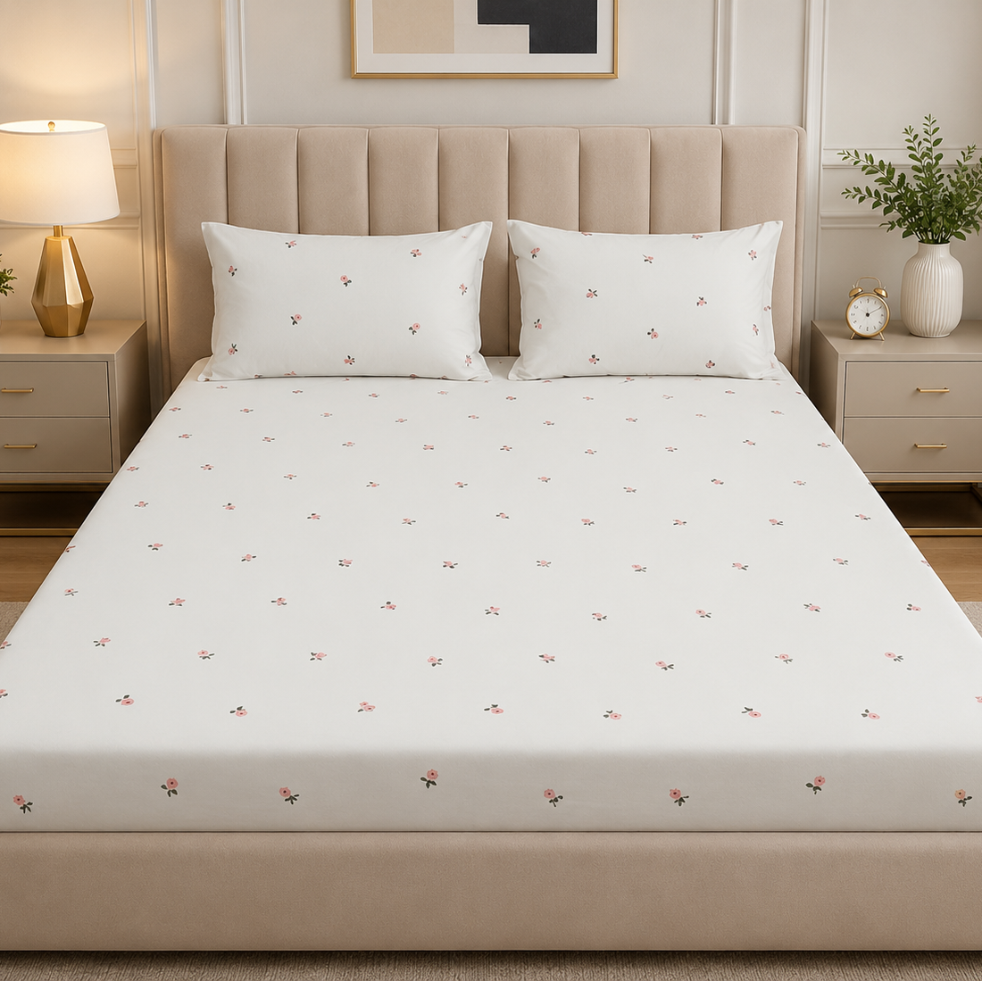Fitted Bed Sheet- PFT0257 Fitted Sheets Apricot