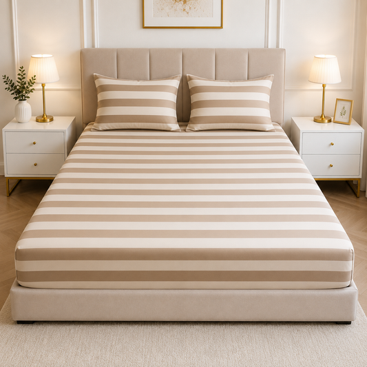 Fitted Bed Sheet- PFT0267 Fitted Sheets Apricot