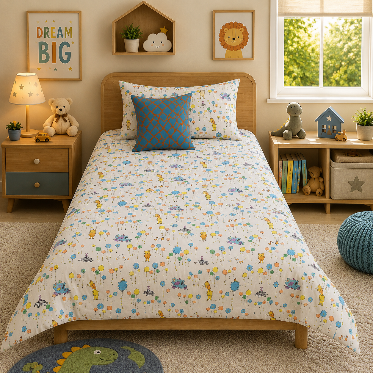 2Pcs Digital Printed Single Bed Sheet- SB262