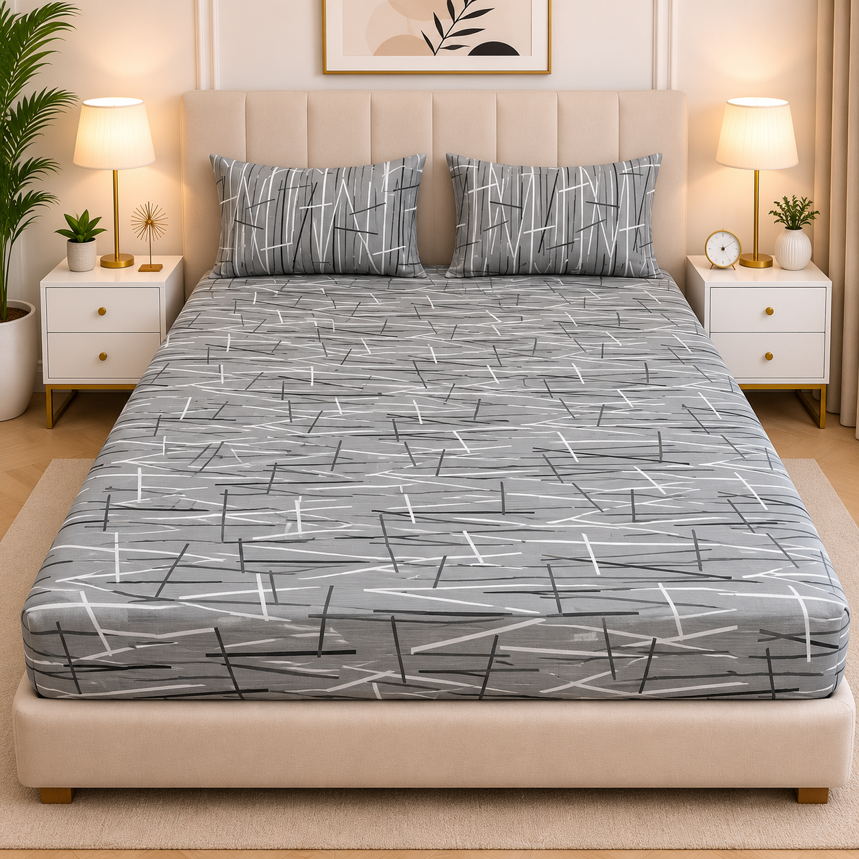 Fitted Bed Sheet- FT0066 Fitted Sheets Apricot