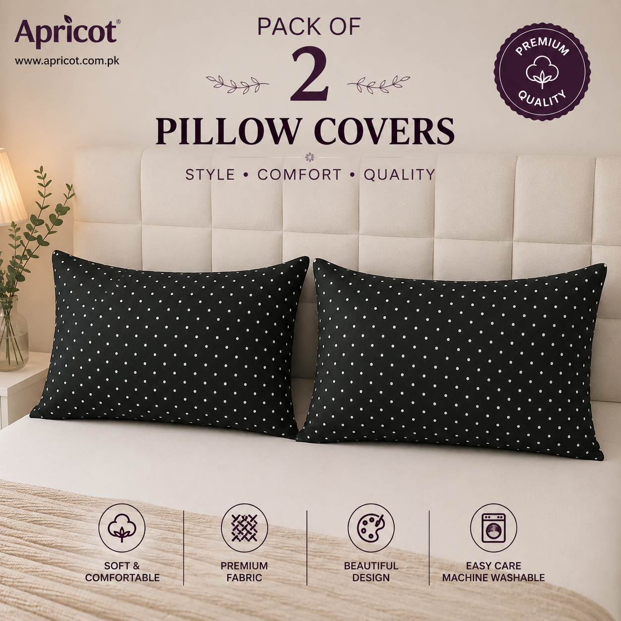 Printed Pillow Covers Pack of 2- PC0084 cushions Apricot