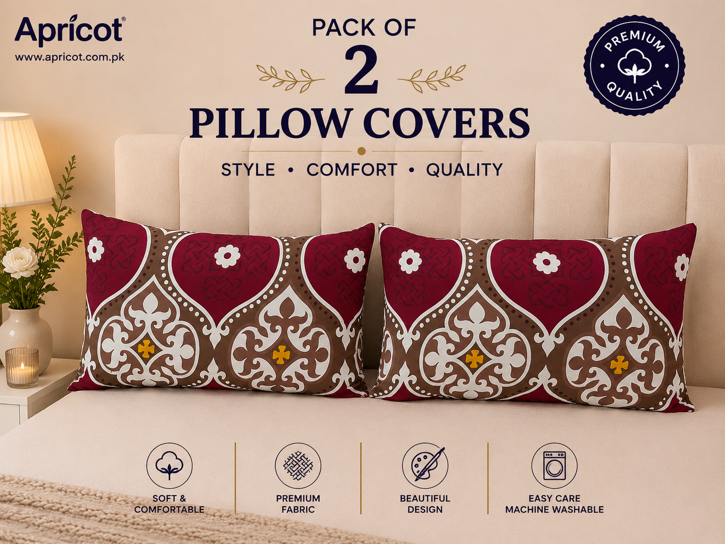 Printed Pillow Covers Pack of 2- PC0096