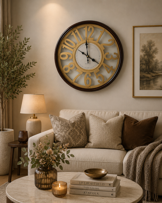 45 Cm Wall Clock-Black Frame