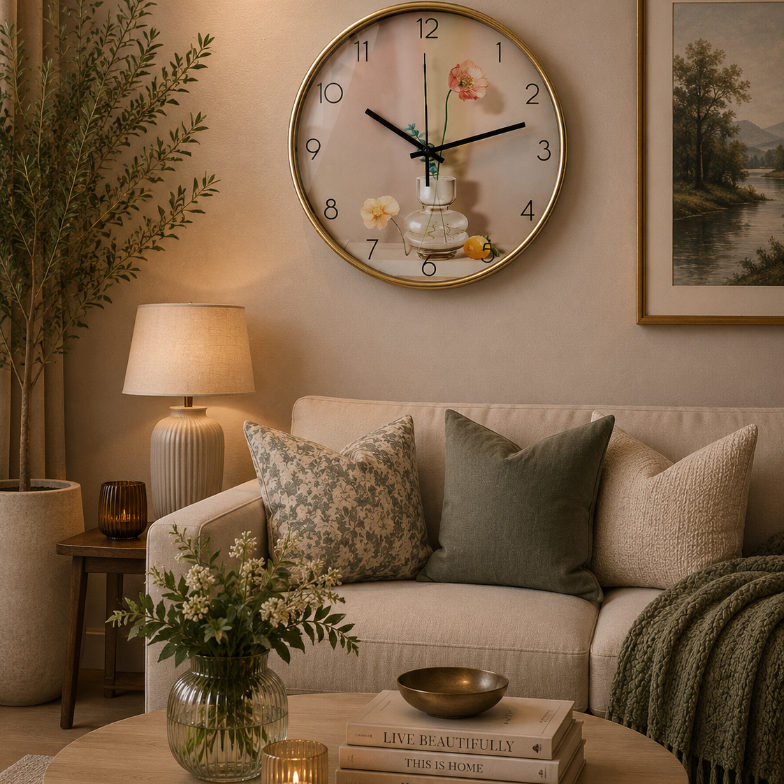 30CM Wall Clock- (SA2311-10) VASE Clock Apricot