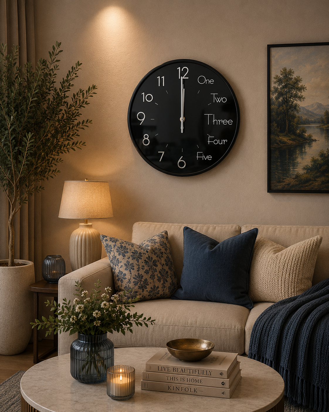30CM Wall Clock- (SA2311-10) Black Clock Apricot