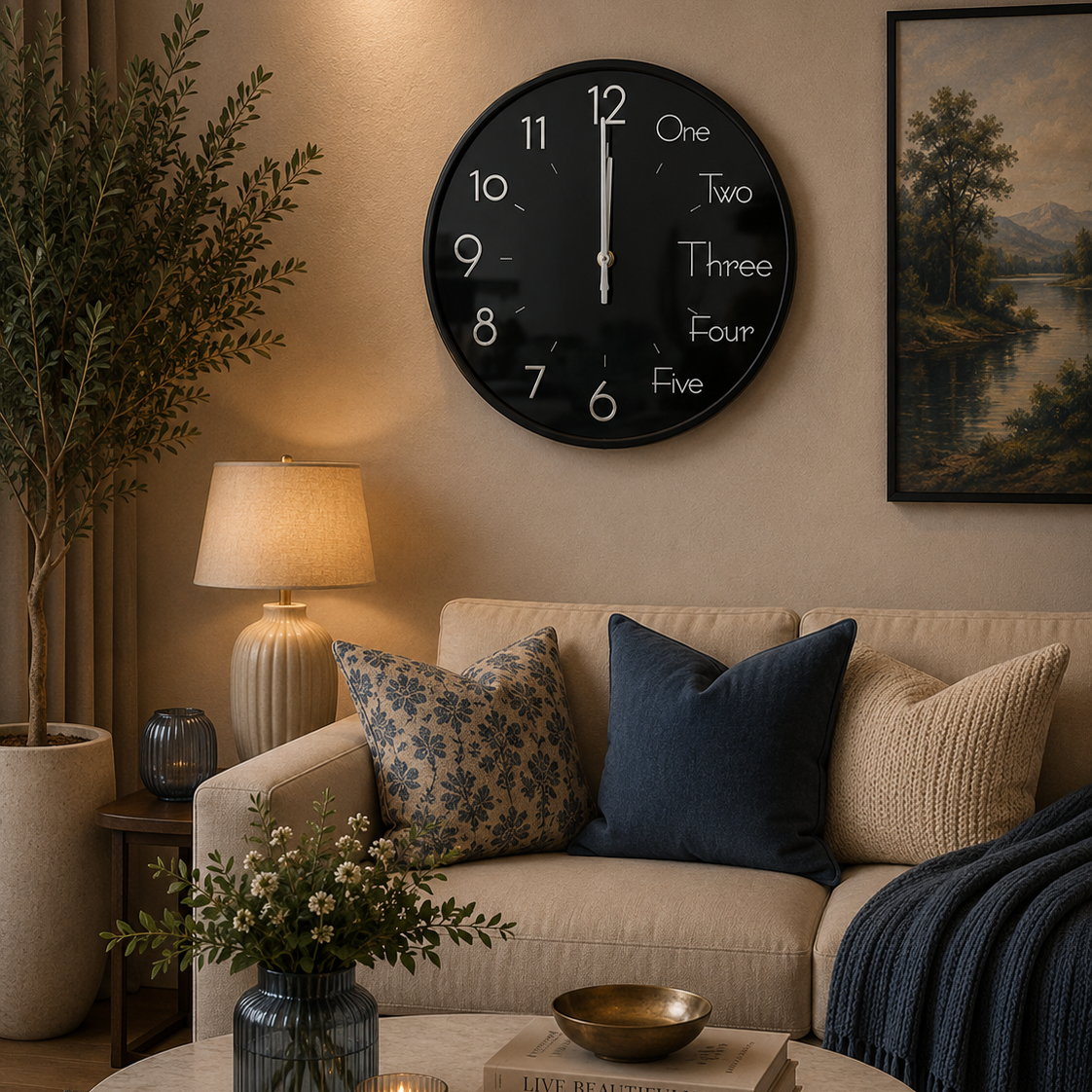 30CM Wall Clock- (SA2311-10) Black Clock Apricot