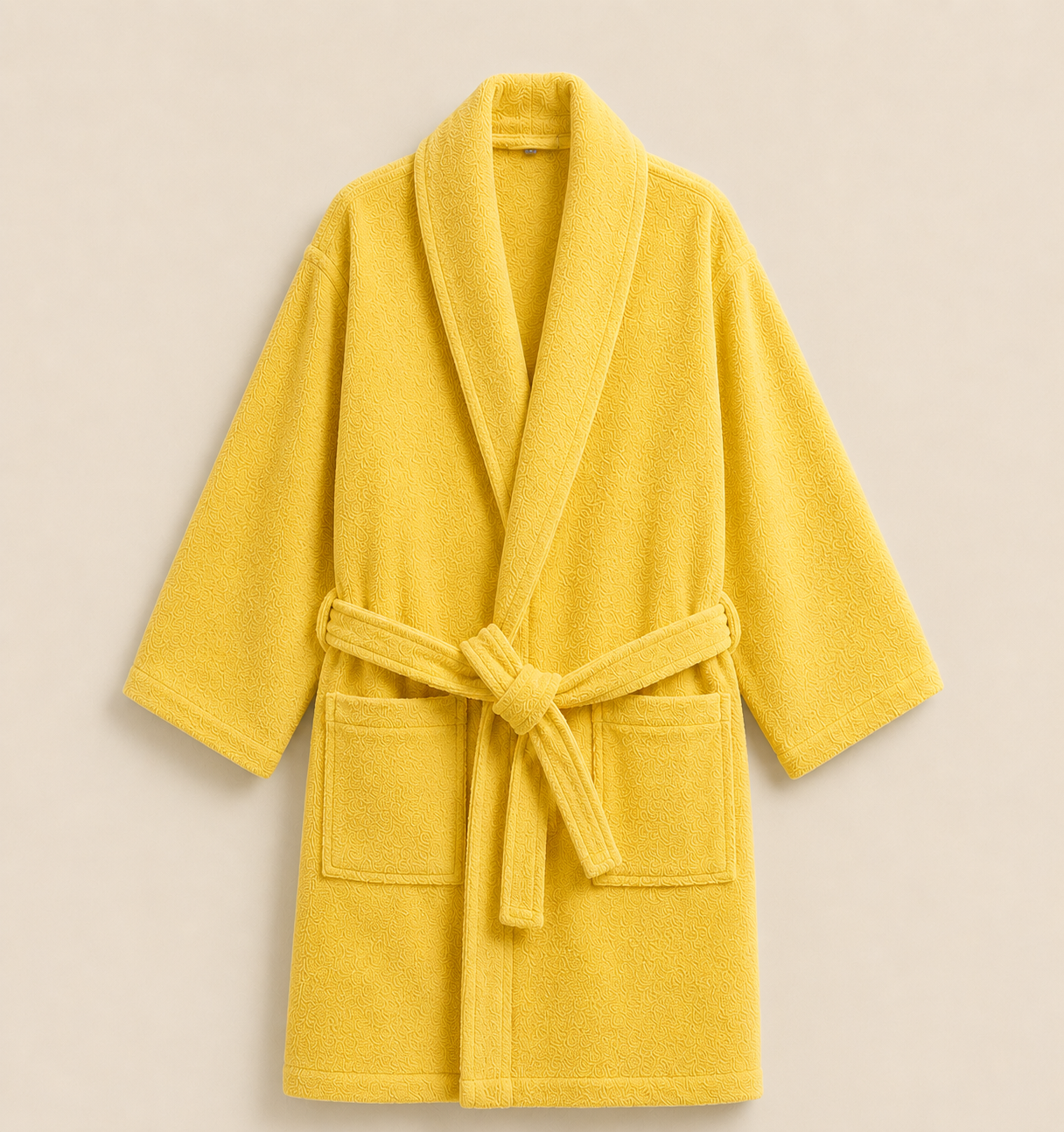 100% Cotton Bathrobe- Yellow Bath Linen Apricot