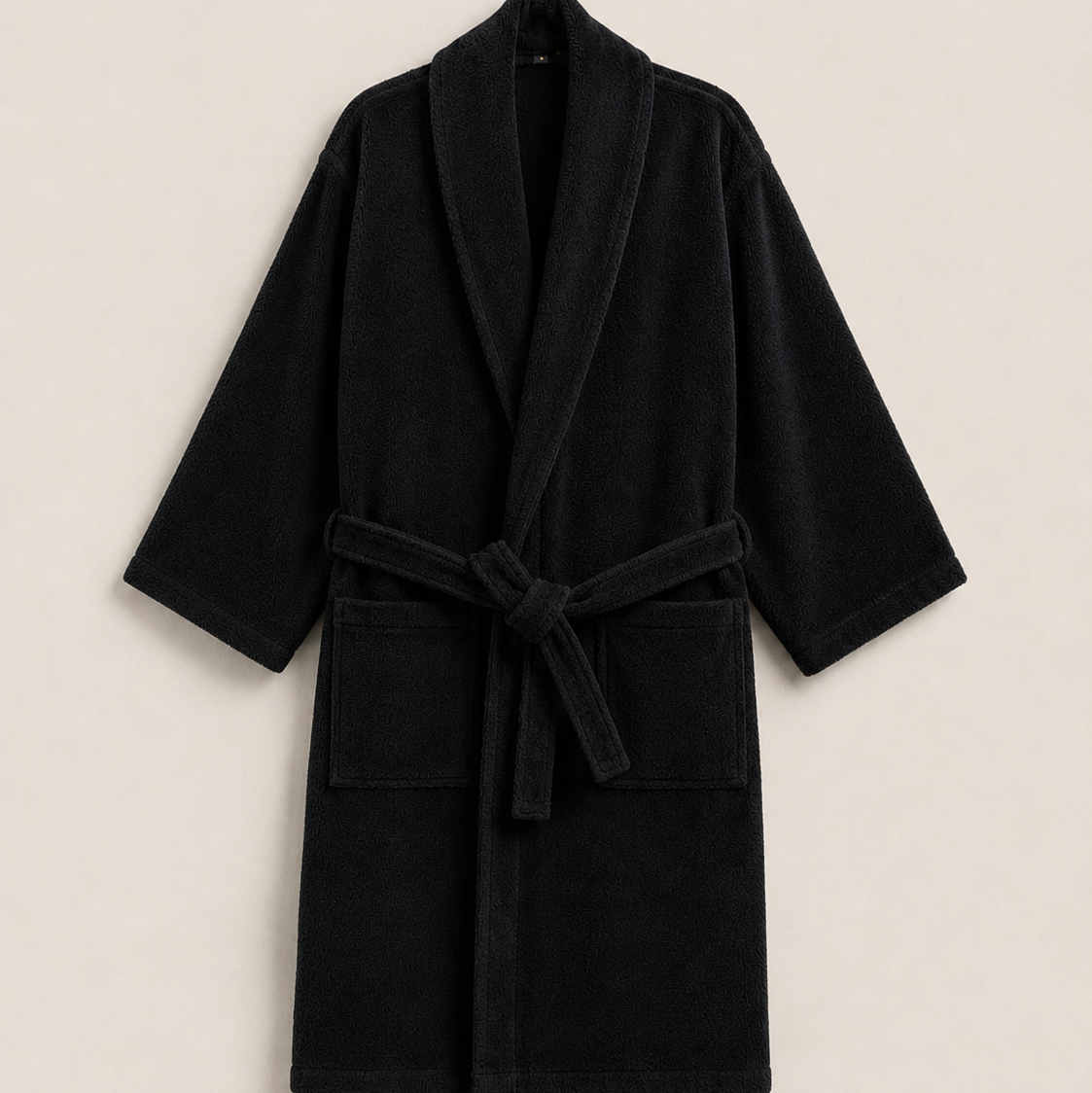 100% Cotton Bathrobe- Black Bath Linen Apricot