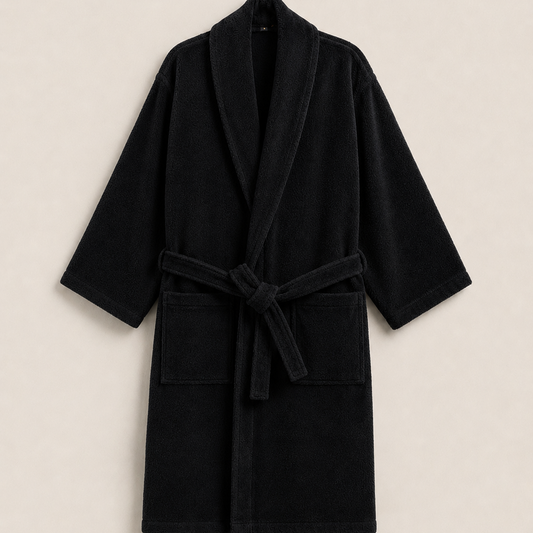 100% Cotton Bathrobe- Black