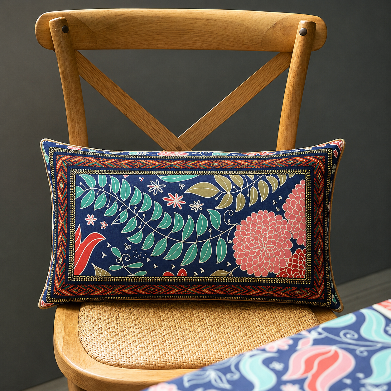 2 PCs Digital Printed Cotton Cushions- Nouve cushions Apricot