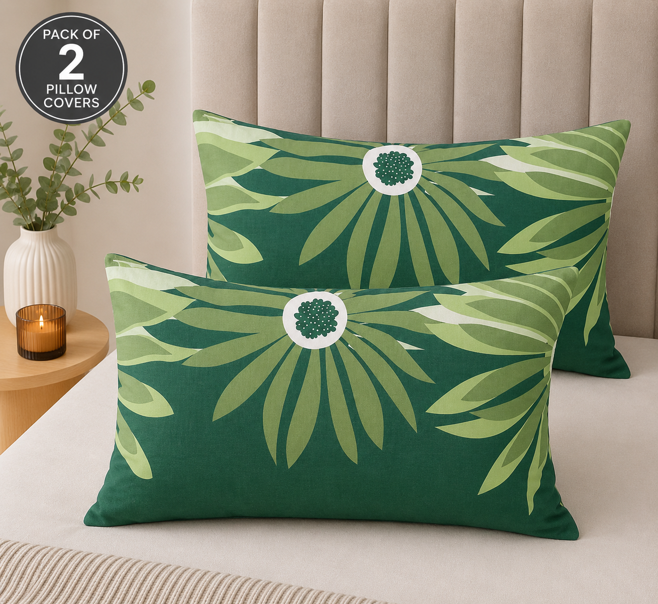 Printed Pillow Covers Pack of 2- PC0024 cushions Apricot
