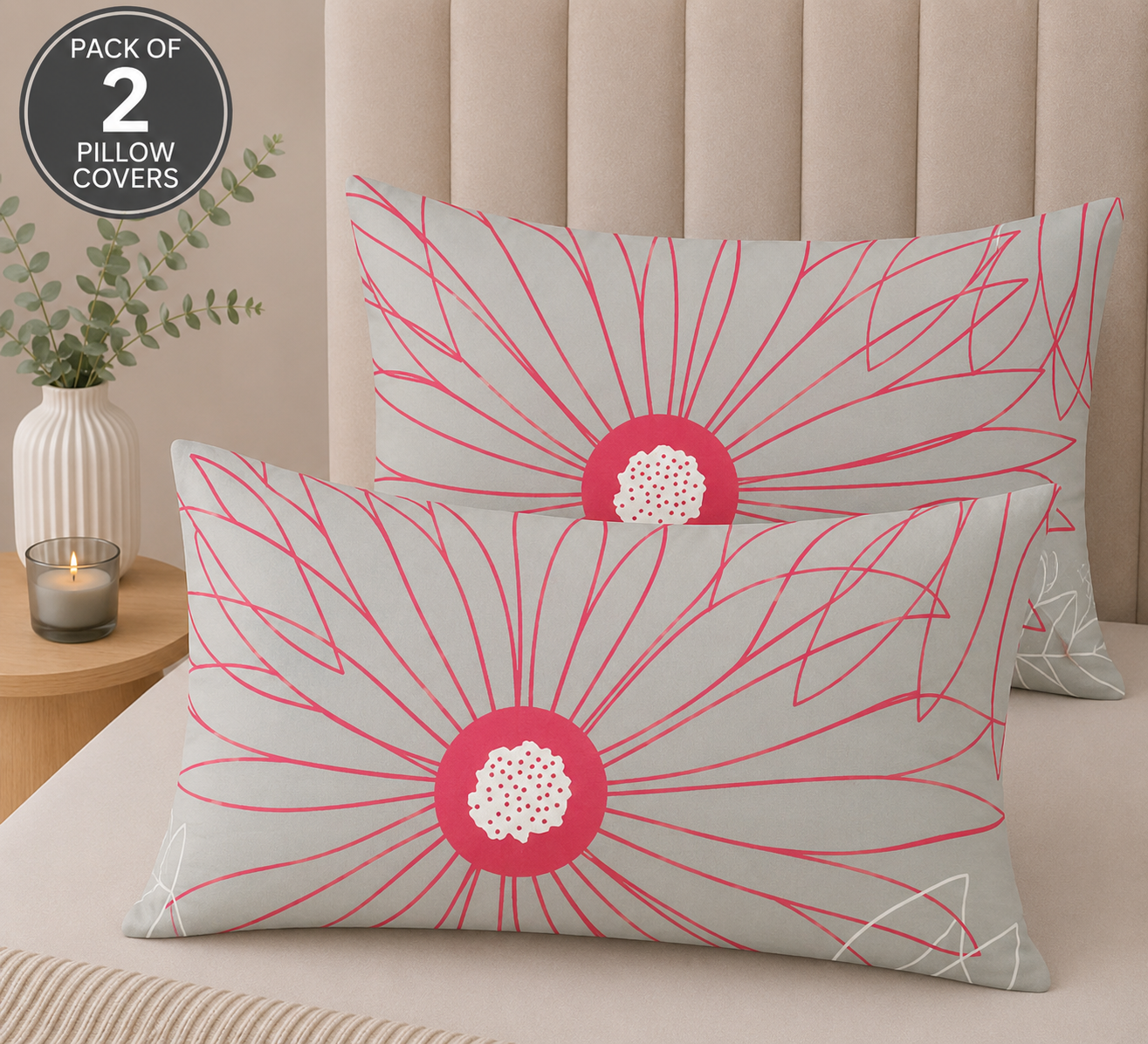 Printed Pillow Covers Pack of 2- PC0032 cushions Apricot