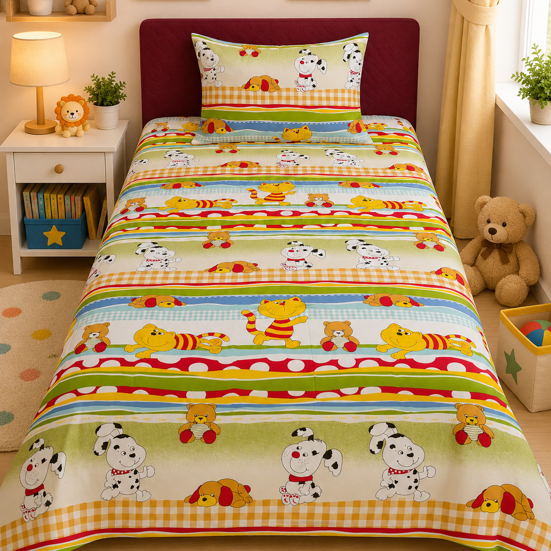 2Pcs Single Bed Sheet- Sb187 single bed sheet Apricot