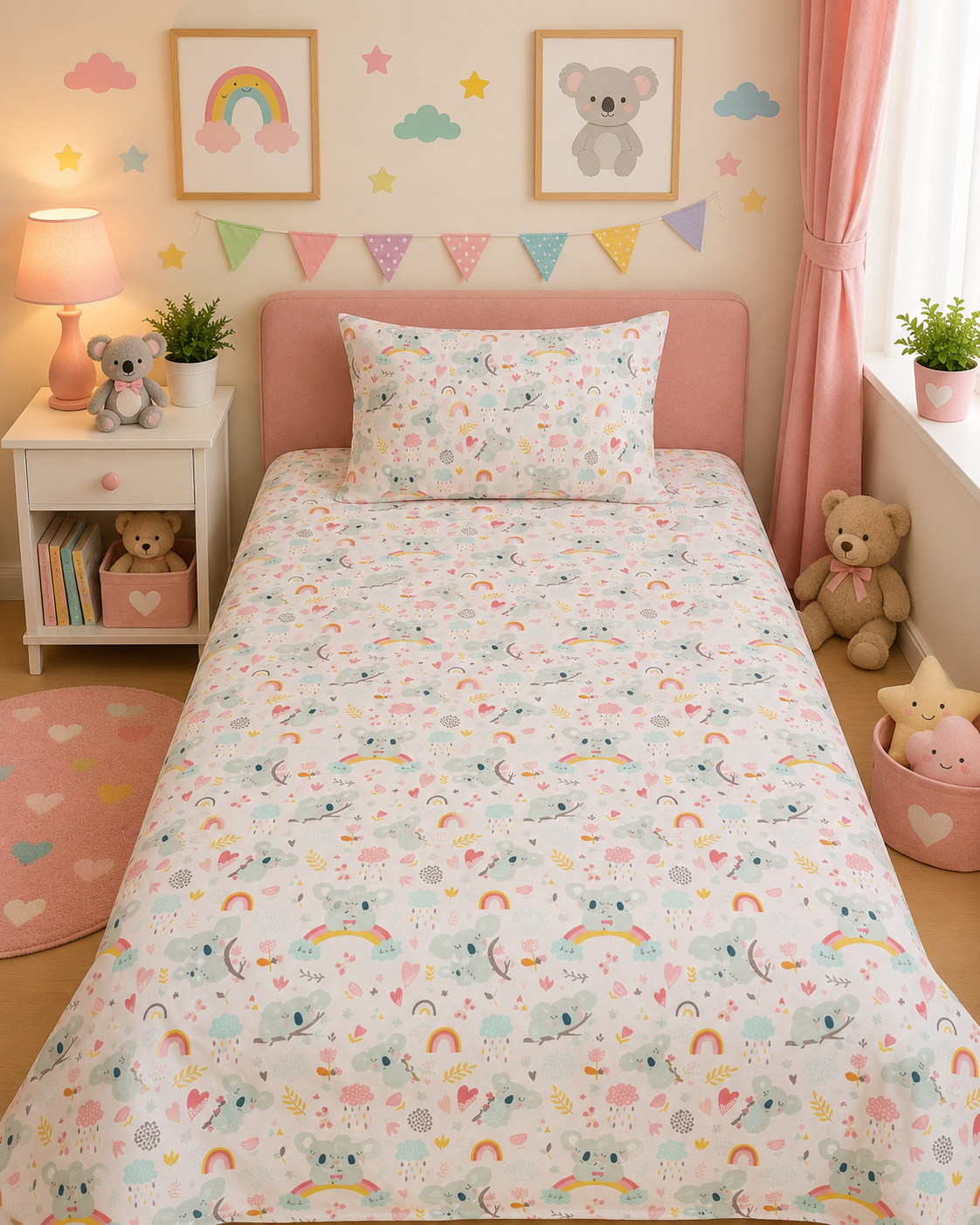2Pcs Single Bed Sheet- Sb340 single bed sheet Apricot