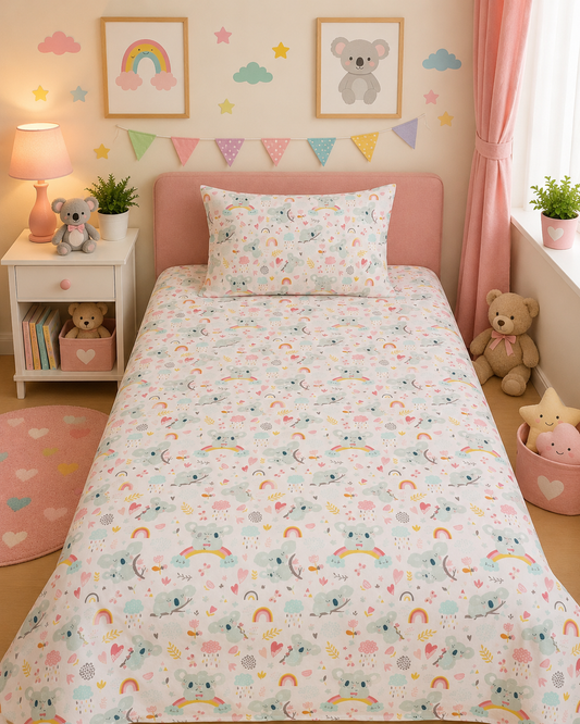2Pcs Single Bed Sheet- Sb340 single bed sheet Apricot