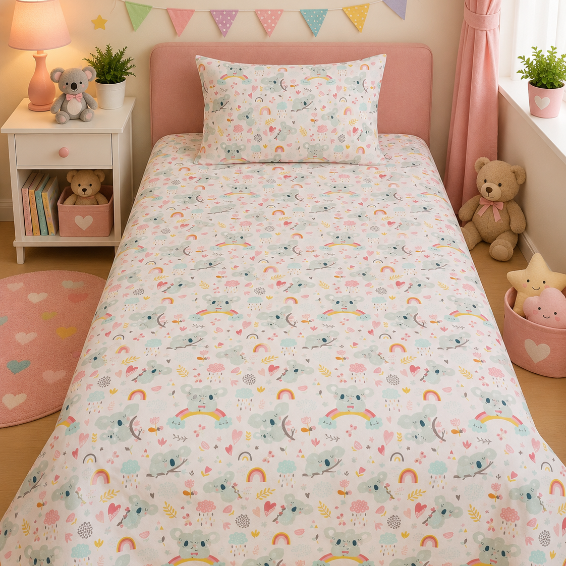 2Pcs Single Bed Sheet- Sb340 single bed sheet Apricot