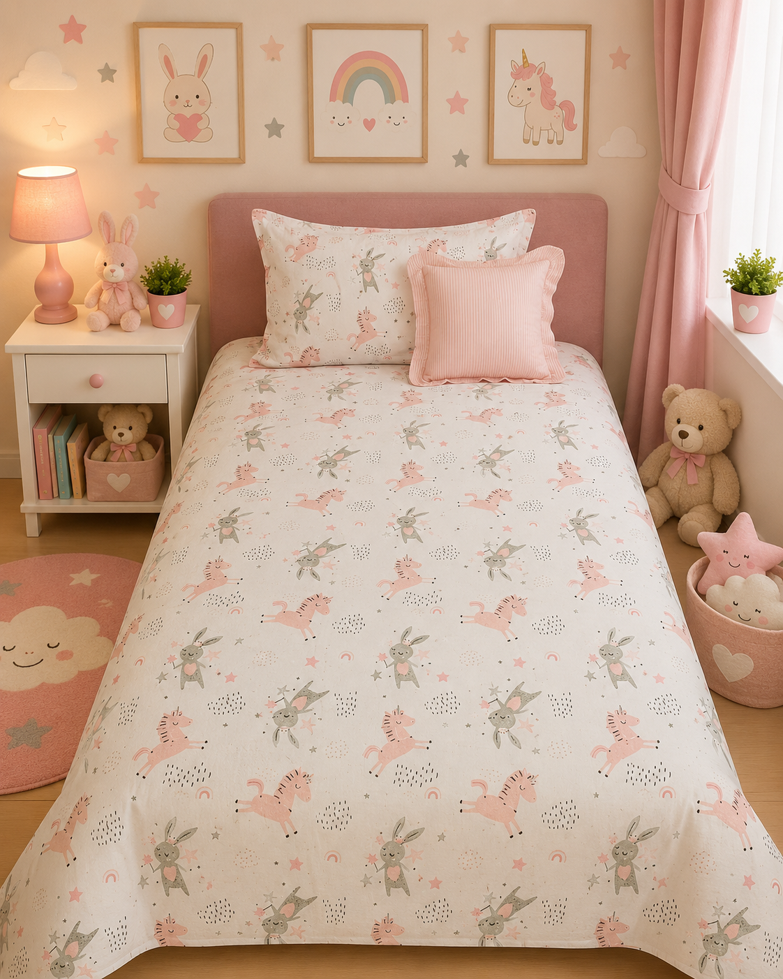 2Pcs Single Bed Sheet- Sb296 single bed sheet Apricot