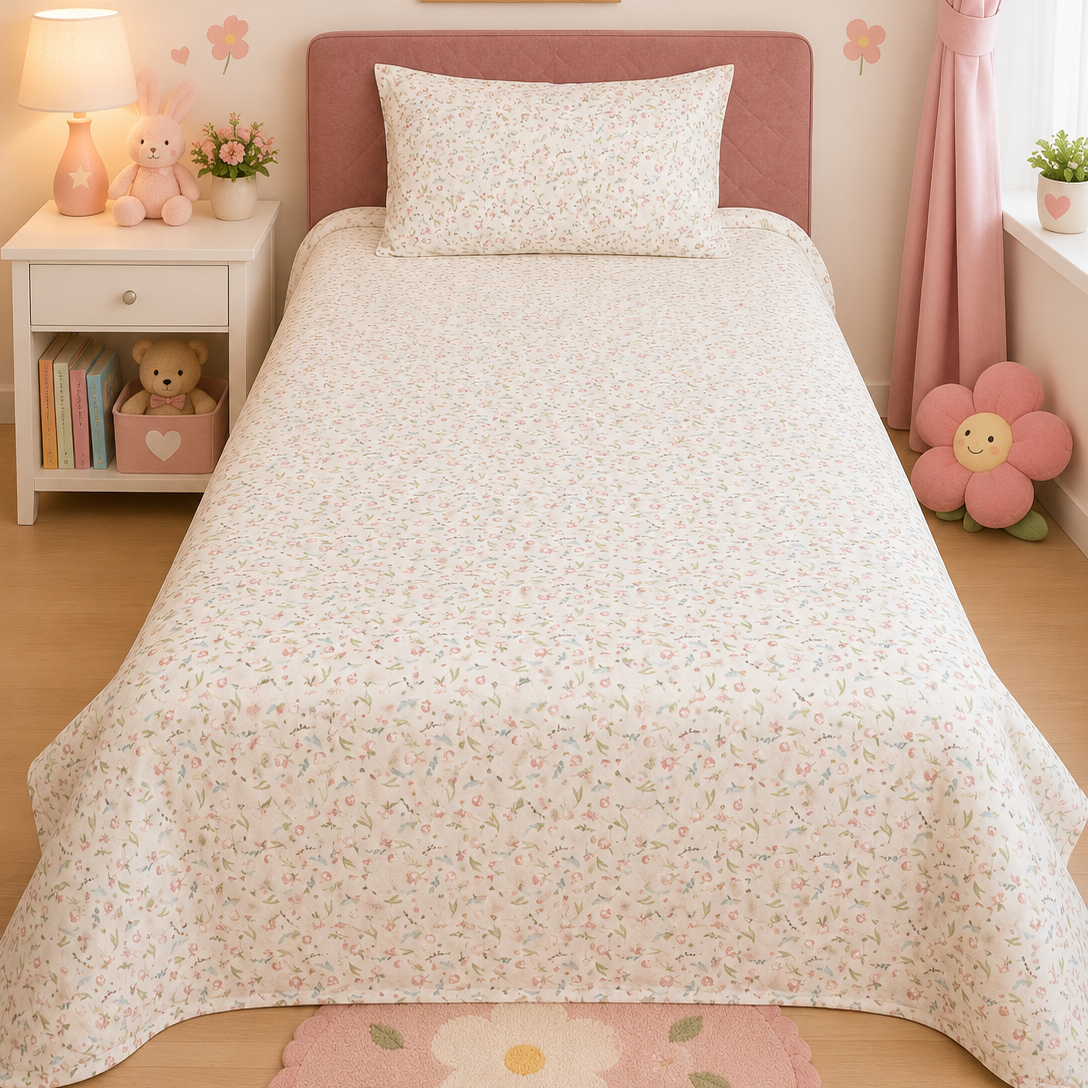2Pcs Single Bed Sheet- Sb148 single bed sheet Apricot