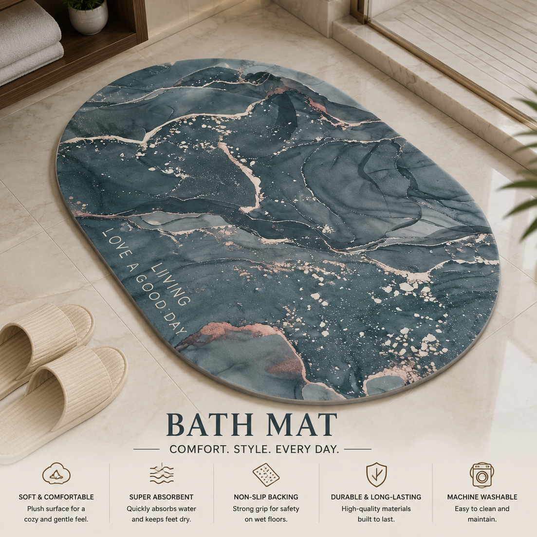 Water Absorbent Anti slip Bath mat-LOVE & LIVING Bath Mats Apricot
