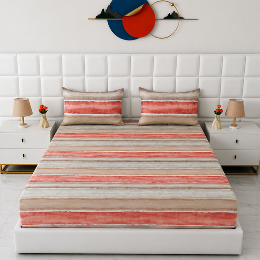Fitted Bed Sheet- FT0045 Fitted Sheets Apricot